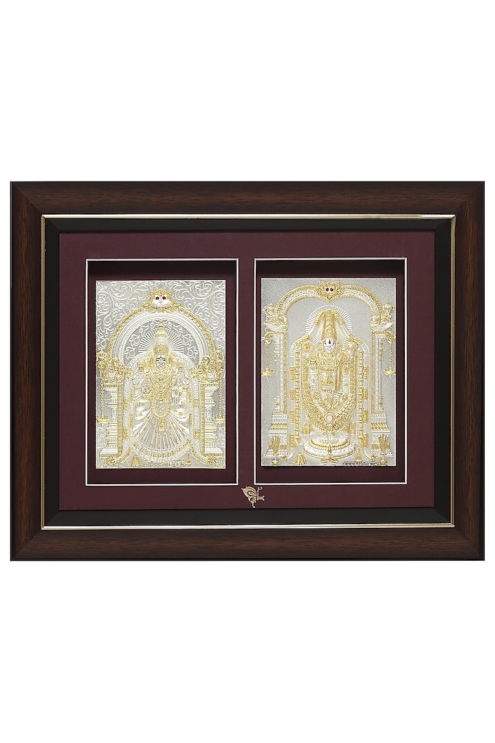 Pure Silver & Wooden Lord Padmavati Balaji Photo Frame by KRYSALIIS HOME at Pernia's Pop Up Shop