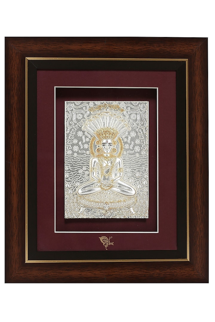 Pure Silver & Wooden Lord Parshvanath Photo Frame by KRYSALIIS HOME