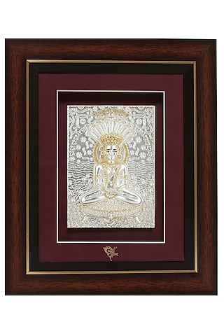 Pure Silver & Wooden Lord Parshvanath Photo Frame by KRYSALIIS HOME