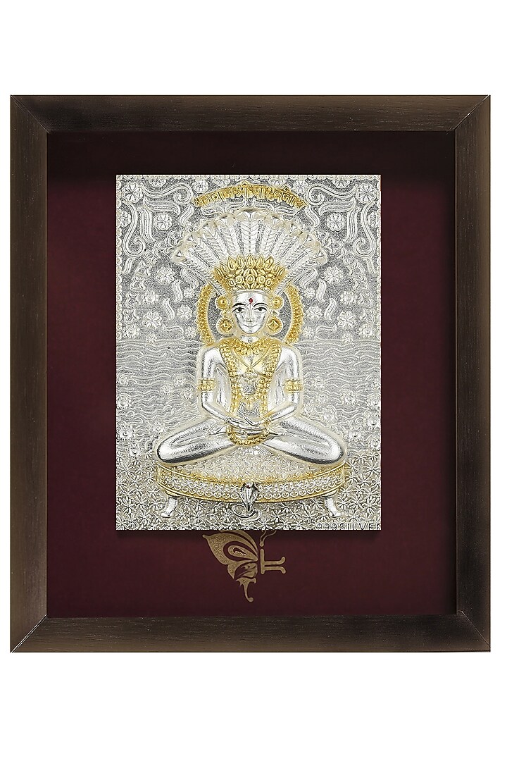 Pure Silver & Wooden Lord Parshvanath Photo Frame by KRYSALIIS HOME at Pernia's Pop Up Shop