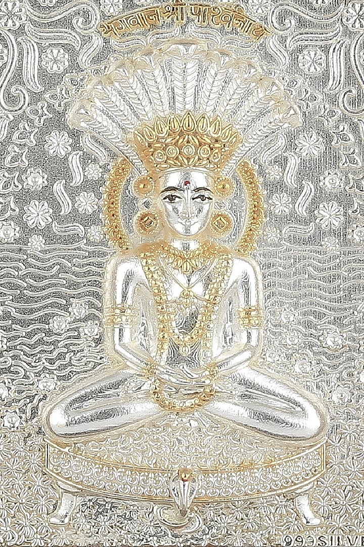Pure Silver & Wooden Lord Parshvanath Photo Frame by KRYSALIIS HOME at Pernia's Pop Up Shop