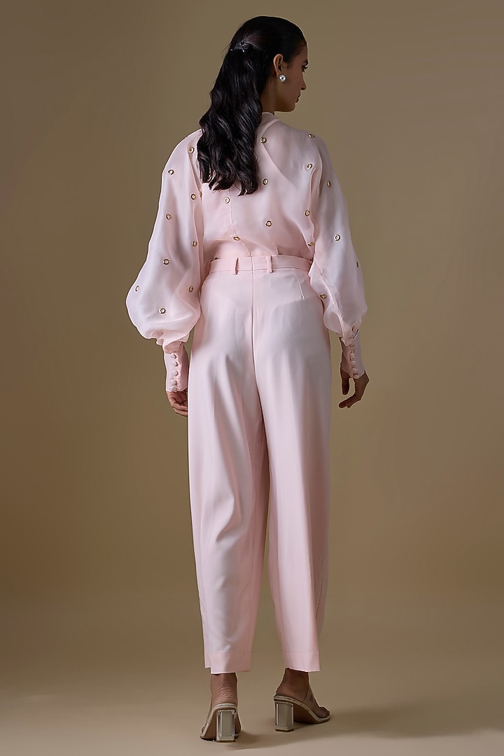 Peach Organza & Double Georgette Co-Ord Set by Kriti Bapna at Pernia's Pop Up Shop