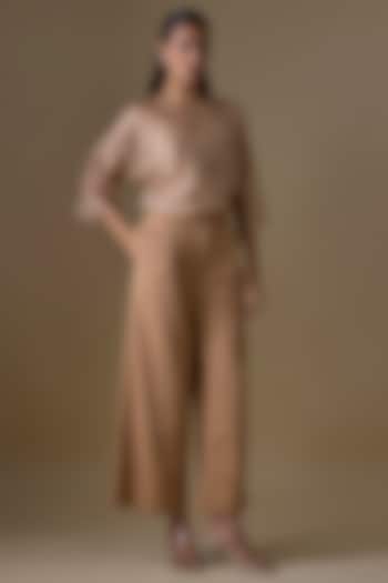 Beige Organza & Double Georgette Co-Ord Set by Kriti Bapna at Pernia's Pop Up Shop