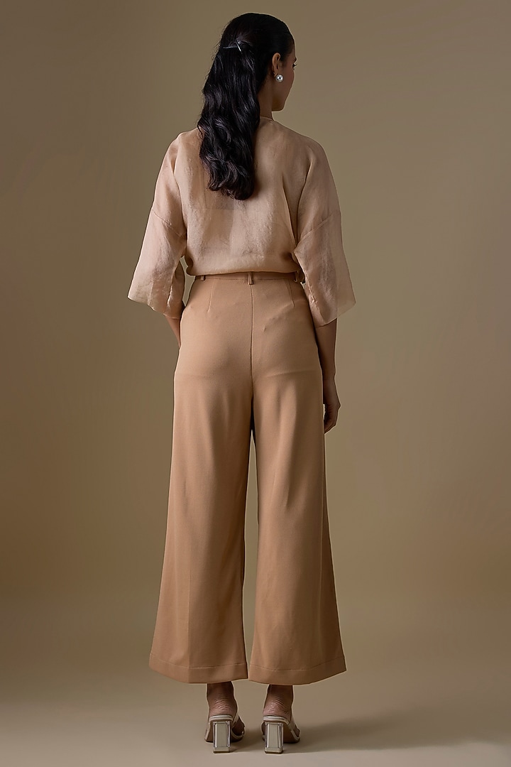Beige Organza & Double Georgette Co-Ord Set by Kriti Bapna at Pernia's Pop Up Shop