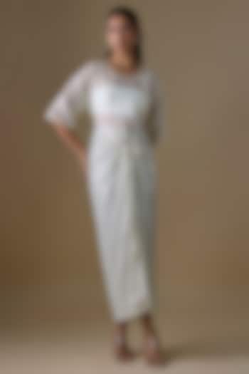 Off-White Stretchable Fabric Sequins Skirt Set by Kriti Bapna at Pernia's Pop Up Shop