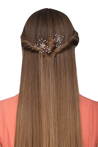 Rose Gold Ariel Crystal Hairpins by Karleo