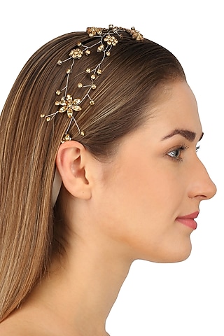 Lepus Antique Gold Crystal Emebellished Headpiece by Karleo