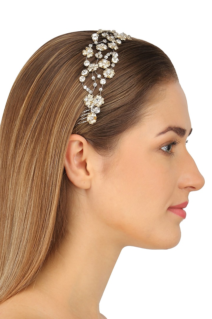 Ara Fresh Silver Crystal Embellished Headpiece by Karleo