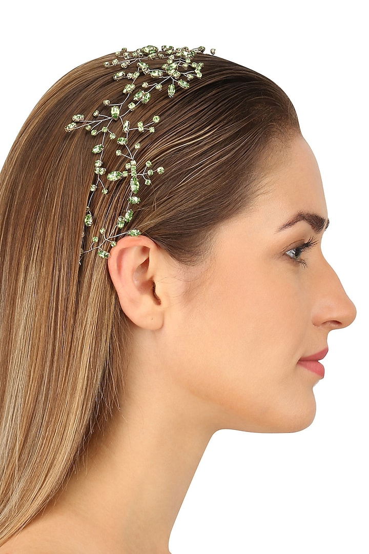 Perseus Soft Greenery Crystal Embellished Headpiece by Karleo