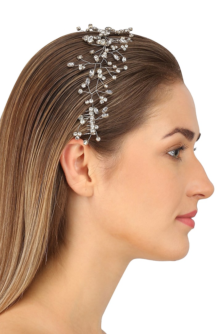 Crux Antique Silver Crystal Embellished Headpiece by Karleo