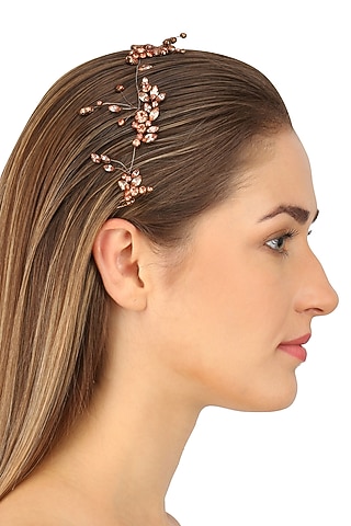 Auriga Rose Gold Crystal Embellished Headpiece by Karleo