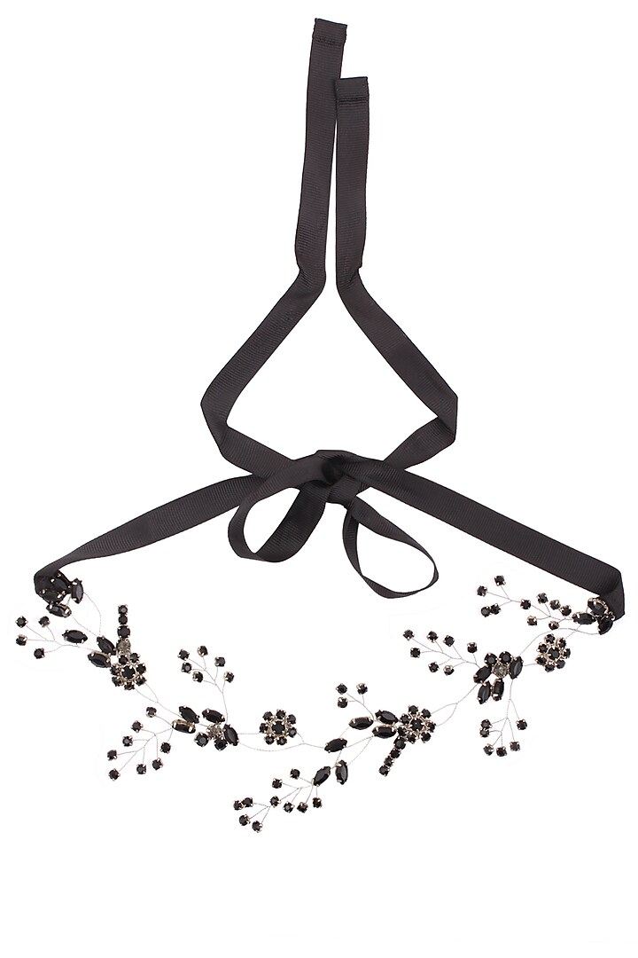 Karleo presents Octans jet black crystal embellished headpiece available only at Pernia's Pop Up Shop.