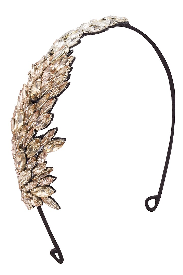 Karleo presents Shaded pink crystal leaf pattern embellished headband available only at Pernia's Pop Up Shop.