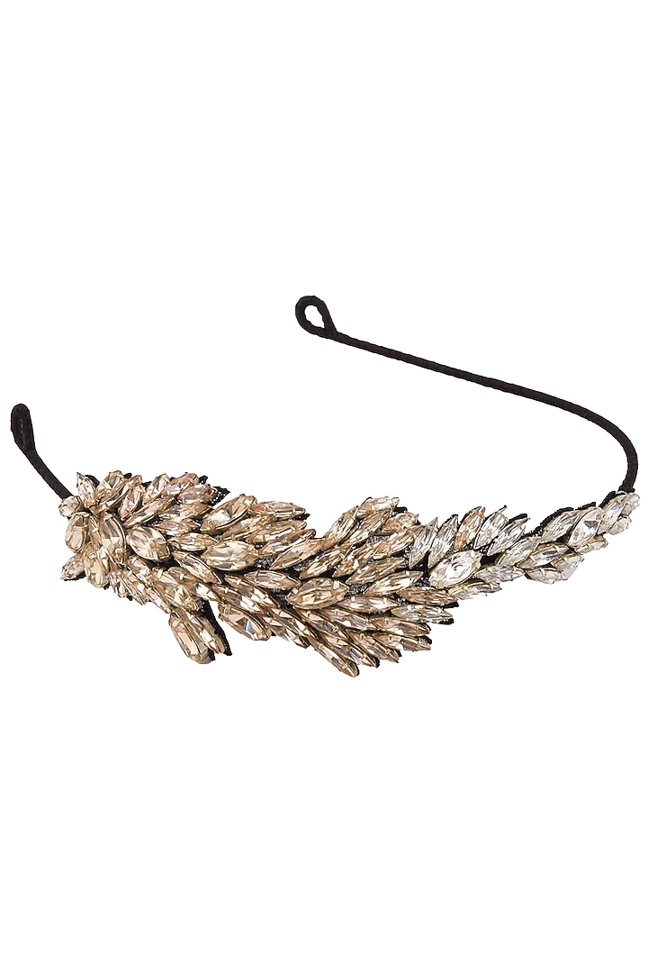 Karleo presents Shaded pink crystal leaf pattern embellished headband available only at Pernia's Pop Up Shop.