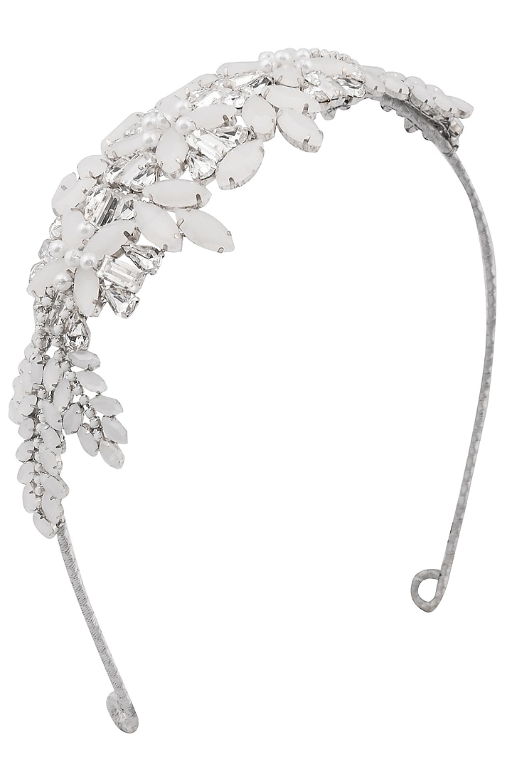 Karleo presents White and opal mix crystal embellished headband available only at Pernia's Pop Up Shop.