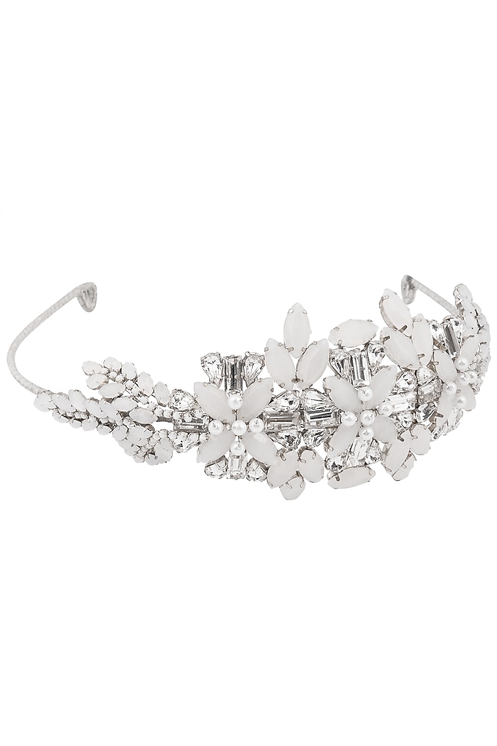 Karleo presents White and opal mix crystal embellished headband available only at Pernia's Pop Up Shop.