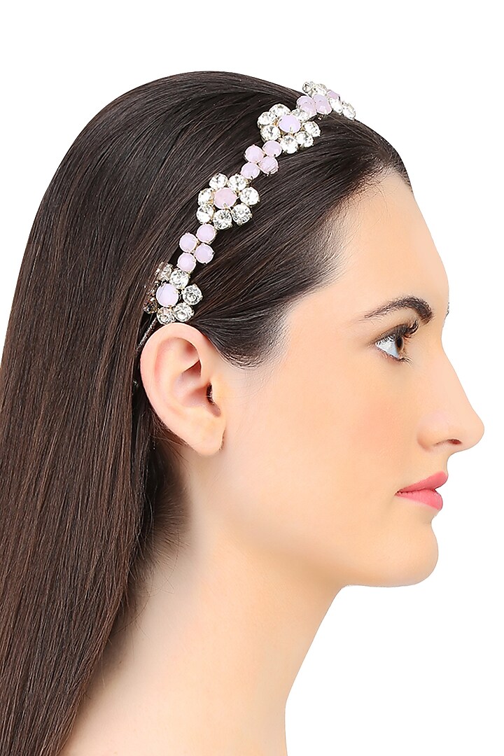 Rose and Opal Floral Crystal Embellished Headband by Karleo