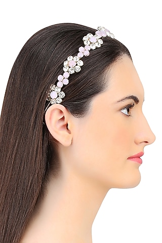 Rose and Opal Floral Crystal Embellished Headband by Karleo