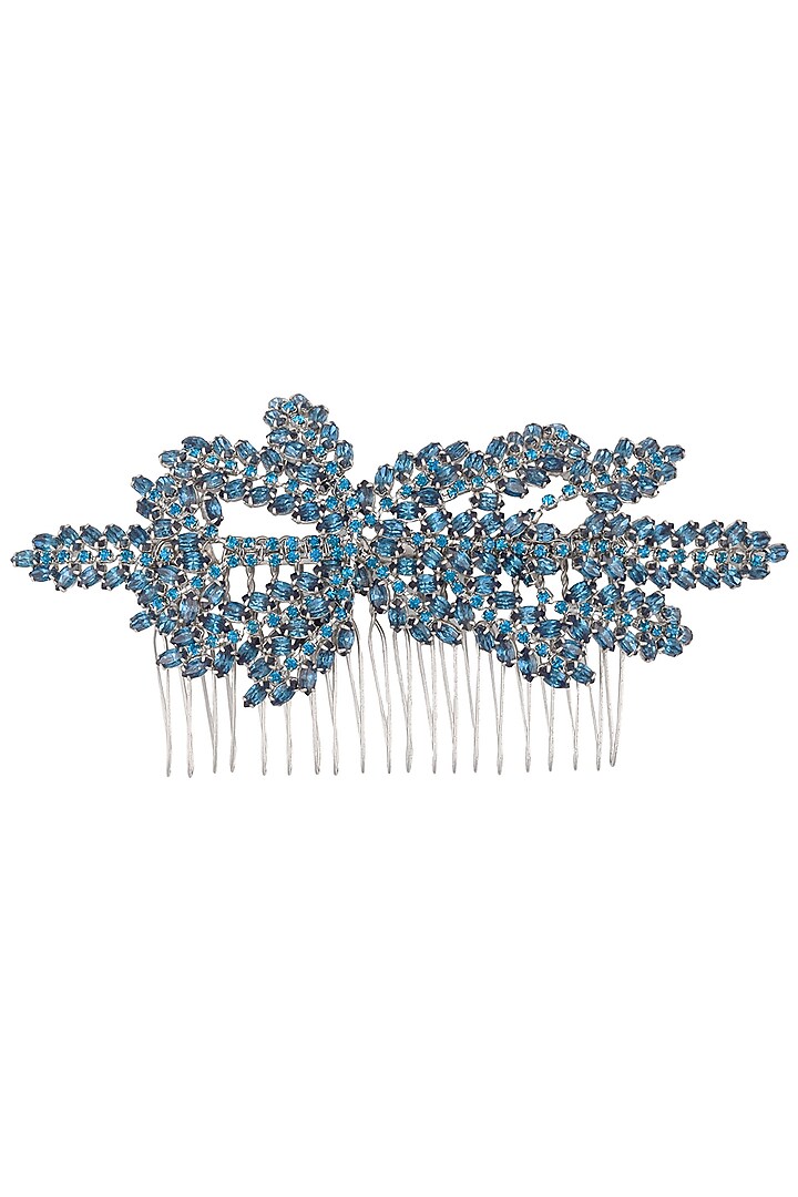 Karleo presents Blue orchid trellis crystal embellished haircomb available only at Pernia's Pop Up Shop.
