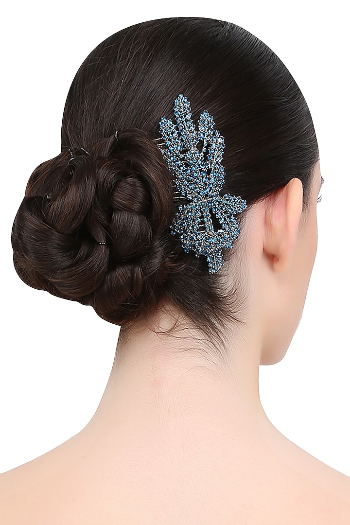 Blue Orchid Trellis Crystal Embellished Haircomb by Karleo