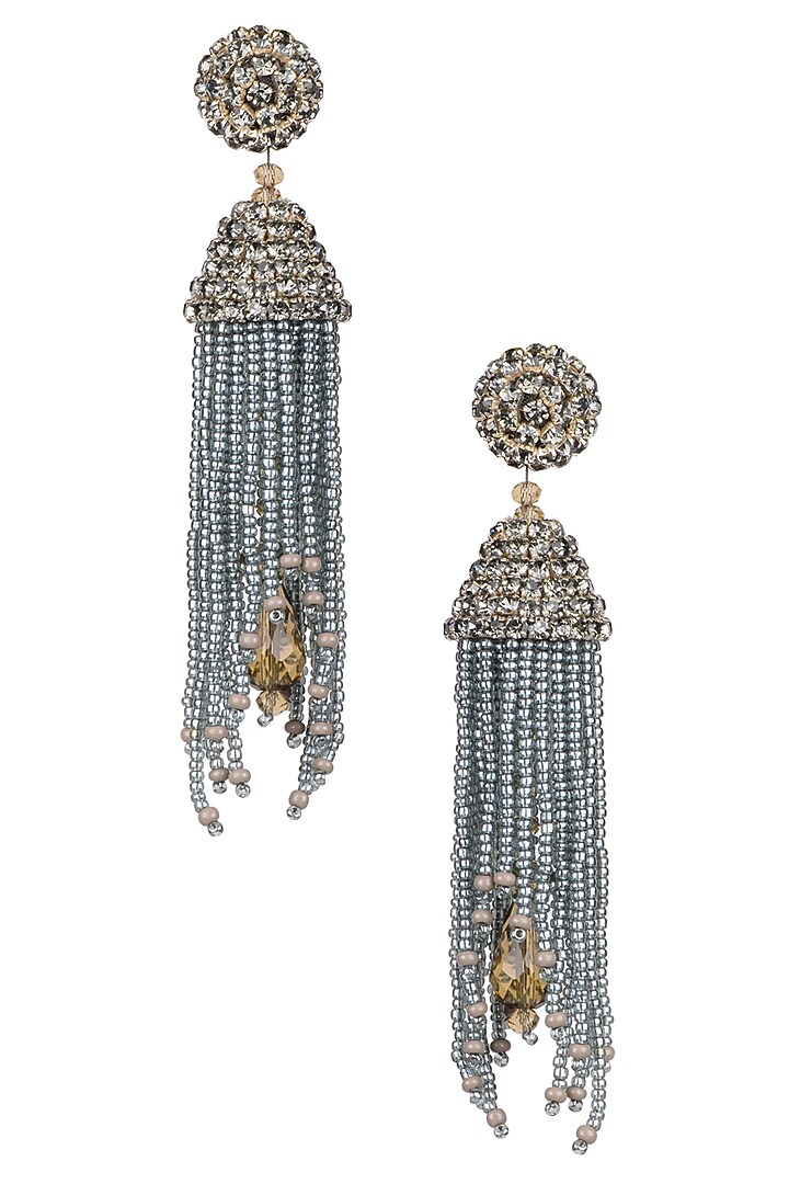 Karleo presents Antique silver beaded tassel drop earrings available only at Pernia's Pop Up Shop.