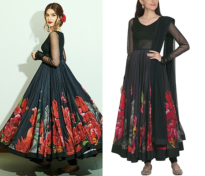 Black Digital Printed Wedding Anarkali Set by Rohit Bal at Pernia's Pop Up Shop