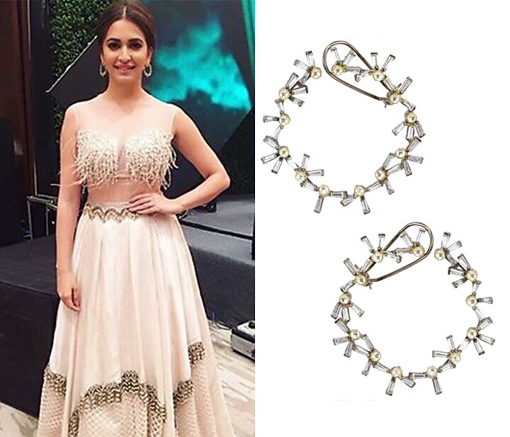 Nepra by Neha Goel presents Gold plated polkis and baguettes hoops available only at Pernia's Pop Up Shop.