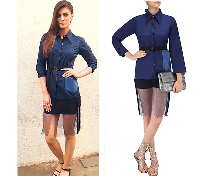 Navy blue straight fit shirt available only at Pernia's Pop Up Shop.