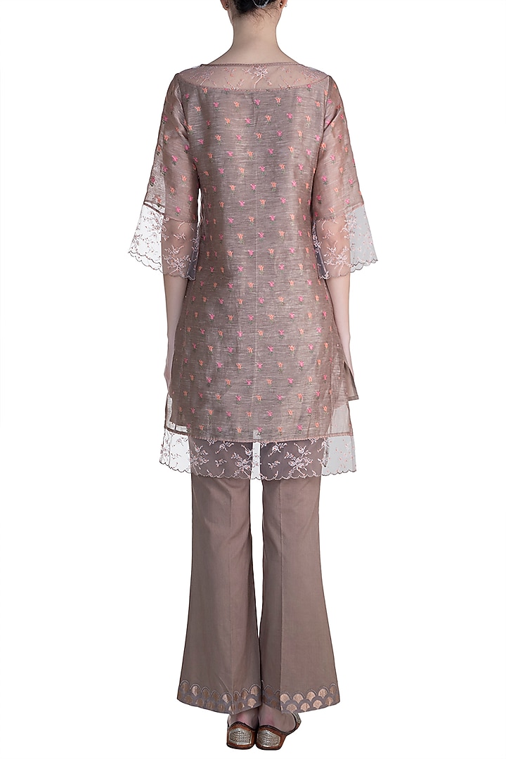 Brown Embroidered Tunic Set by Krishna Mehta at Pernia's Pop Up Shop