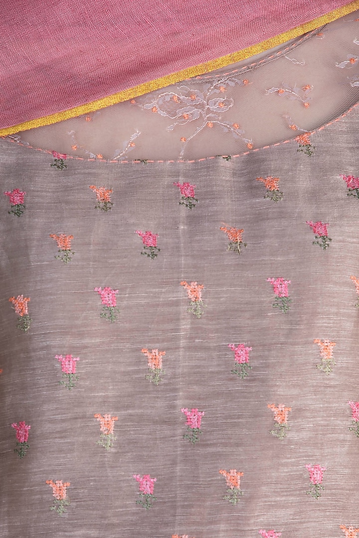 Brown Embroidered Tunic Set by Krishna Mehta at Pernia's Pop Up Shop