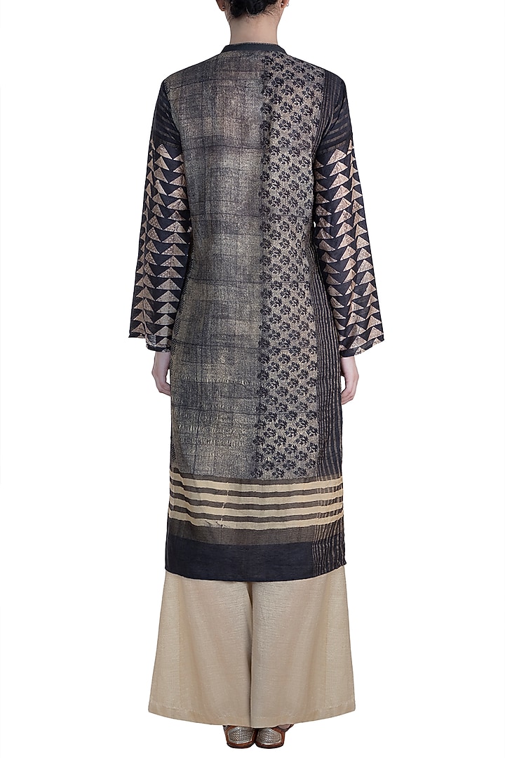 Black Embellished & Printed Tunic by Krishna Mehta at Pernia's Pop Up Shop