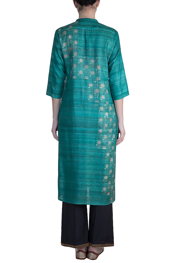 Turquoise Printed Tunic by Krishna Mehta at Pernia's Pop Up Shop