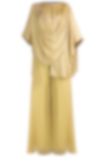 Olive Green Embroidered Top With Palazzo Pants by Krishna Mehta at Pernia's Pop Up Shop