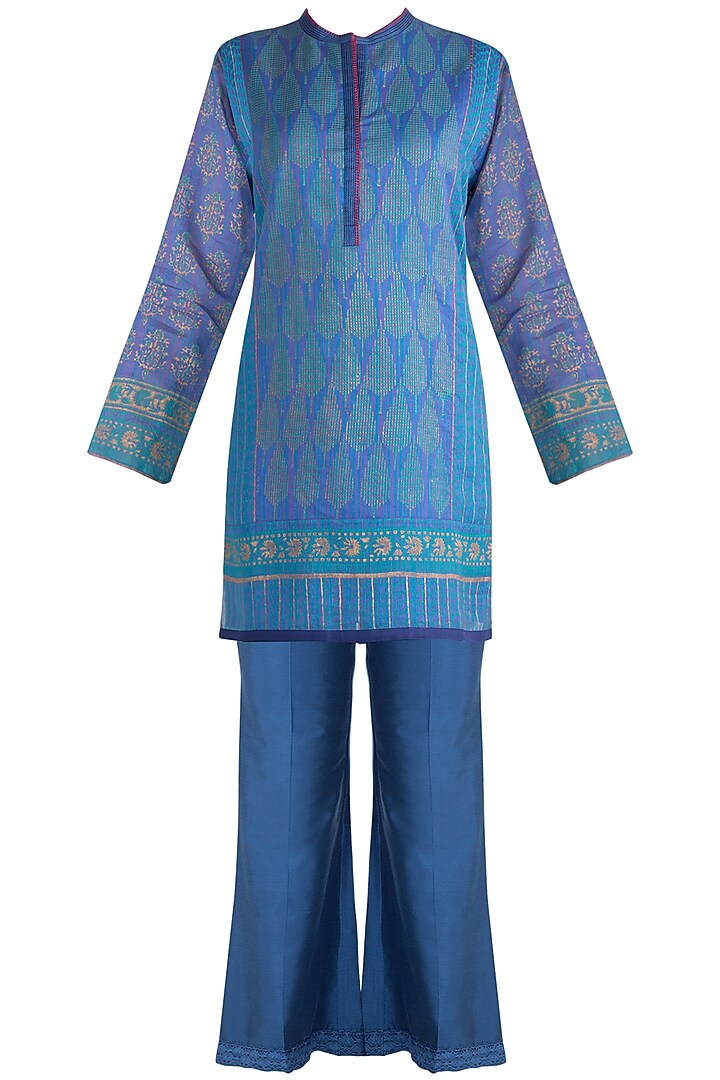 Blue Printed Tunic Set by Krishna Mehta at Pernia's Pop Up Shop