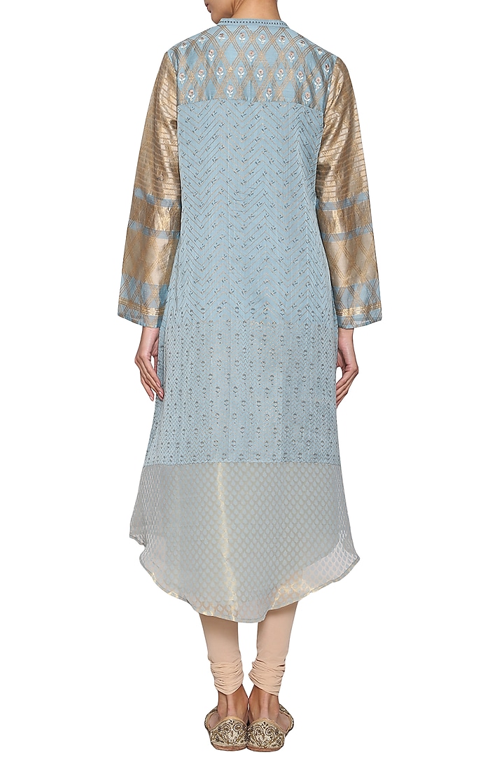 Silver blue embroidered tunic by KRISHNA MEHTA