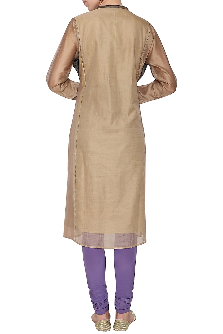 Beige embroidered tunic by KRISHNA MEHTA