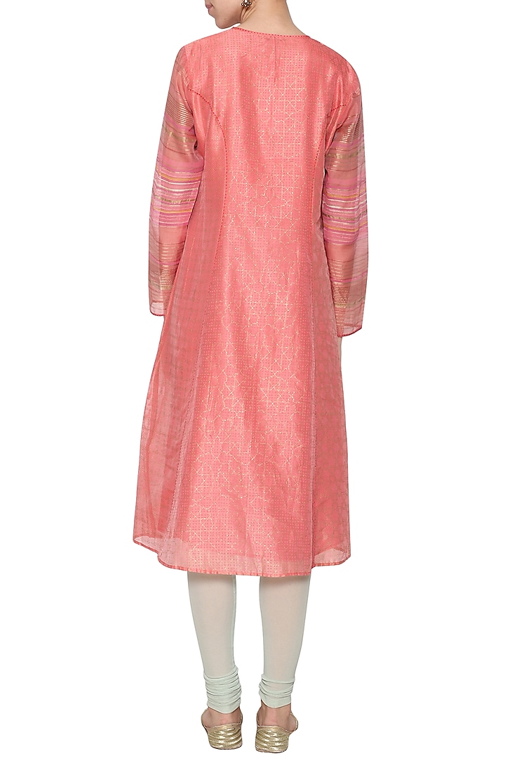 Rose pink embroidered tunic by KRISHNA MEHTA