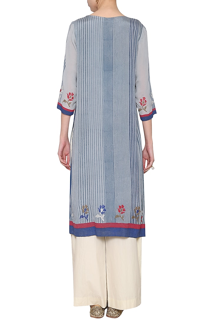 Grey printed embroidered tunic by KRISHNA MEHTA
