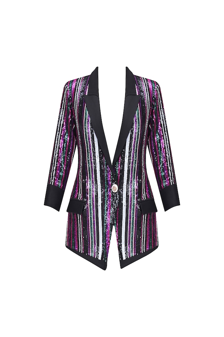 Black, green, pink and purple sequins striped jacket available only at Pernia's Pop Up Shop.