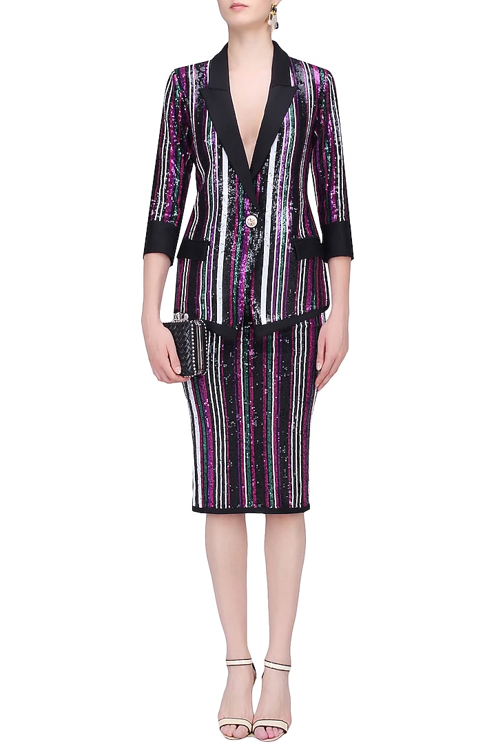 Black, green, pink and purple sequins striped jacket available only at Pernia's Pop Up Shop.