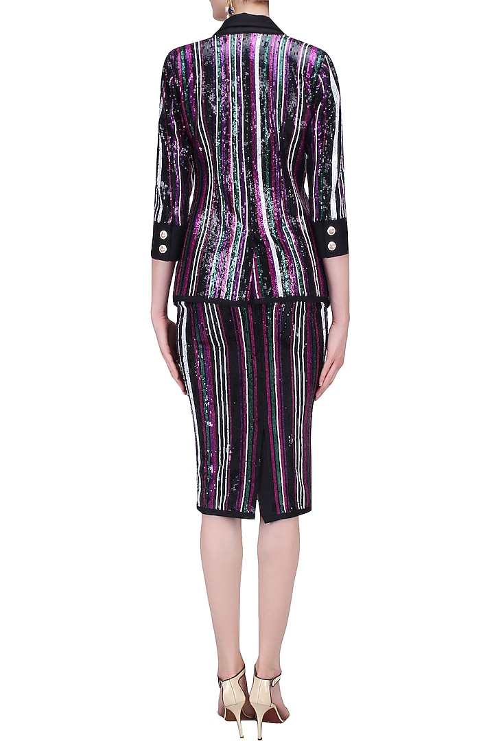 Black, green, pink and purple sequins striped jacket available only at Pernia's Pop Up Shop.