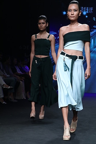 Powder Blue Crop Top by Karn Malhotra