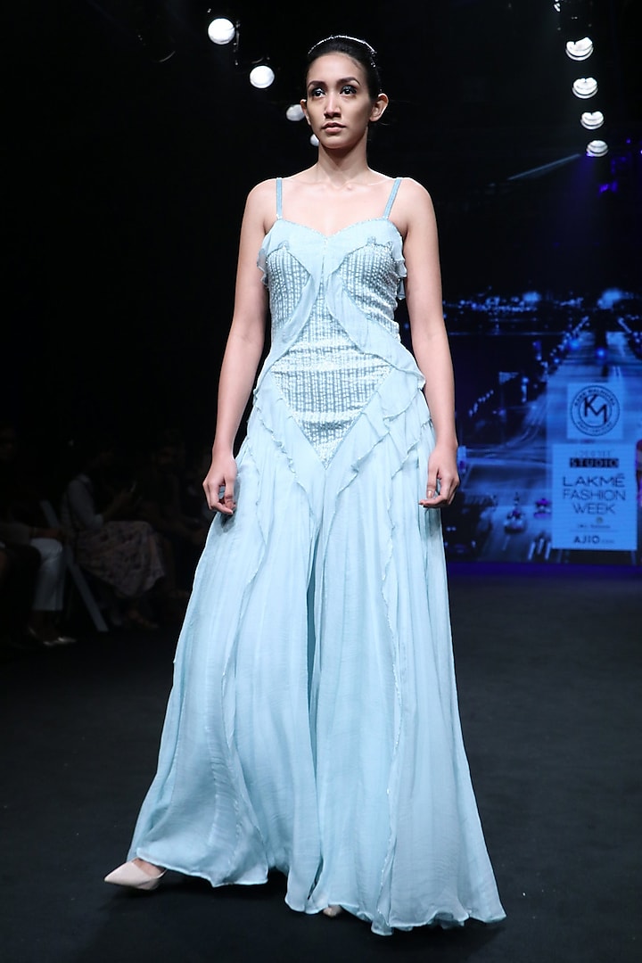 Powder Blue Maxi Dress by Karn Malhotra