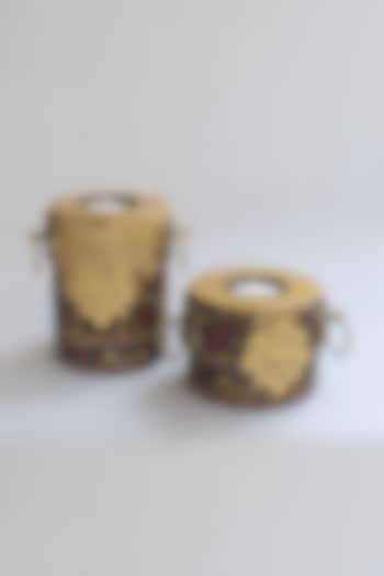 Gold Amrapali Pillar Candle Holders (Set of 2) by Karo