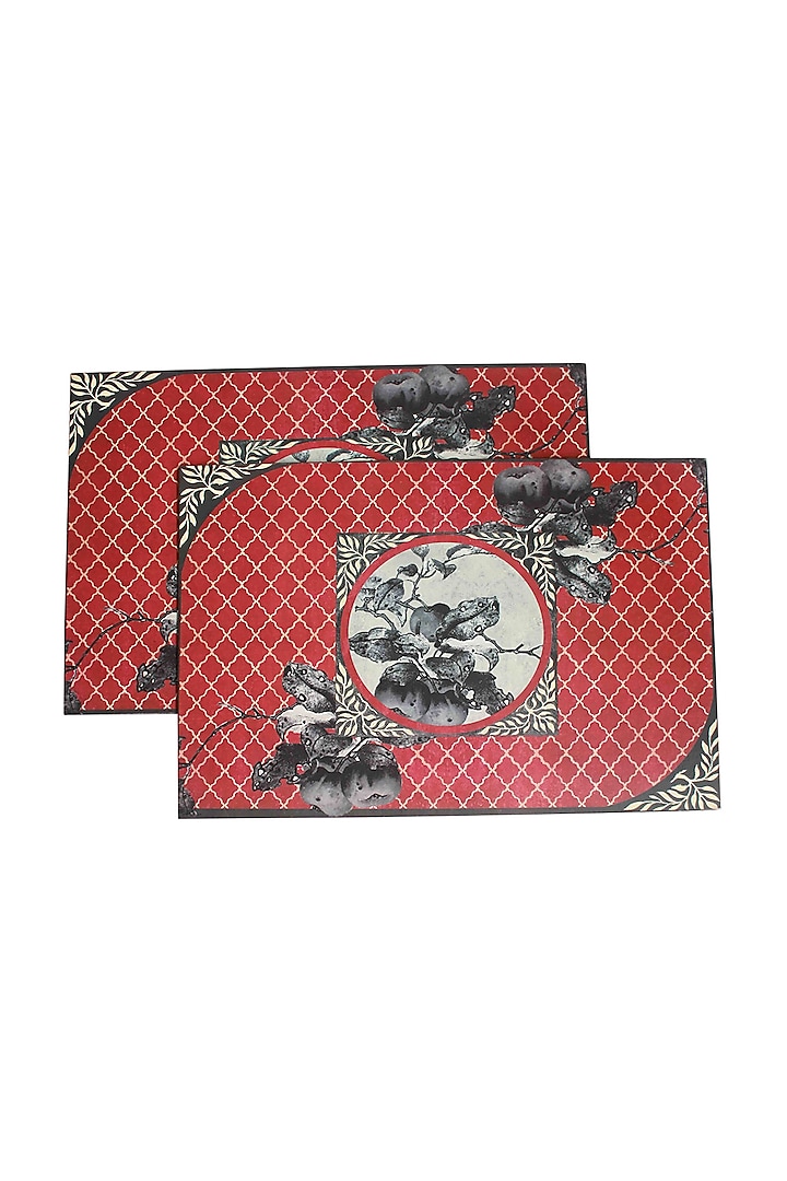 Wooden Aafreen Placement Mat In Red (Set Of 6) by Karo