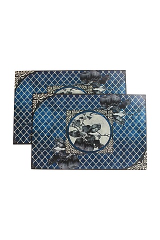 Wooden Aafreen Placement Mat In Blue (Set Of 6) by Karo