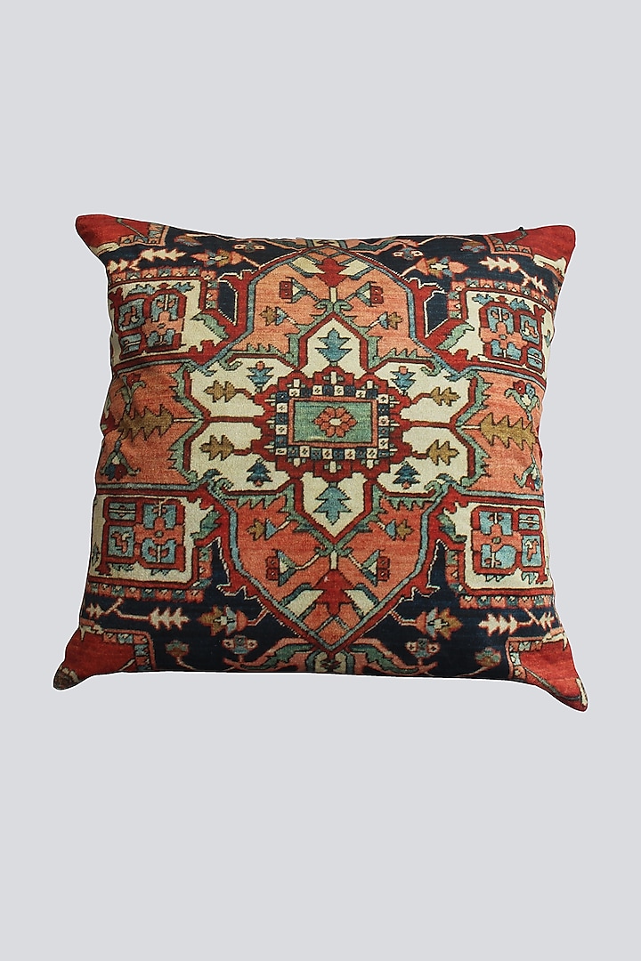 Multi Colored Velvet Cushion Cover With Intricate Design by Karo