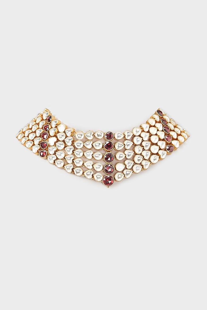 Gold Finish Kundan Polki Necklace by Kreart at Pernia's Pop Up Shop