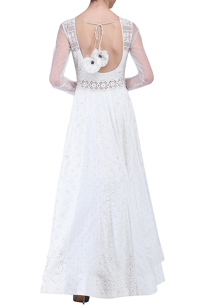 White embroidered anarkali set available only at Pernia's Pop Up Shop.