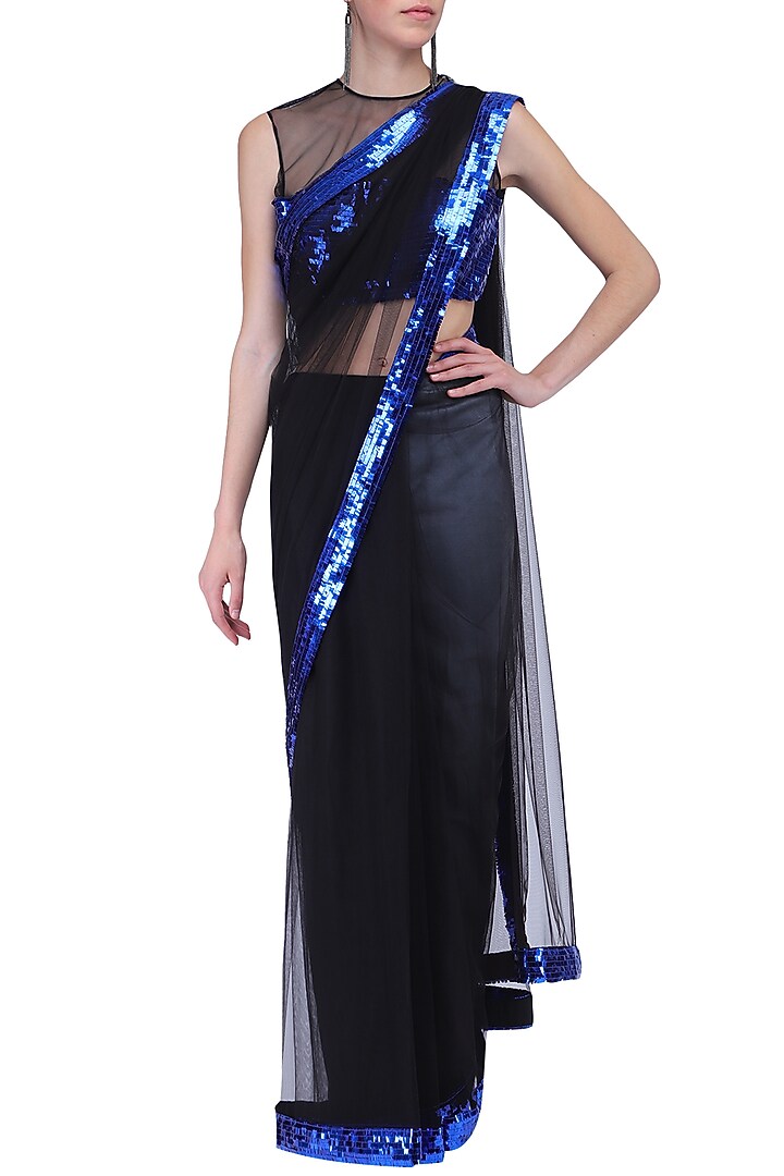 Black sequins saree set available only at Pernia's Pop Up Shop.
